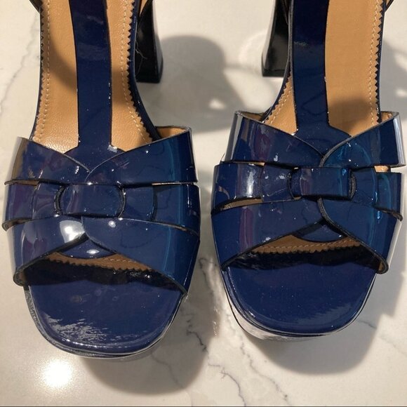 NAPOLEONI Sz 39 Leather Chunky Heel Platform Sandals Made in Italy NWOT - Picture 3 of 14